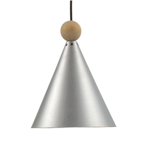 Colgante de aluminio cónico c/esfera de madera Ø 175 mm. Ferrolux