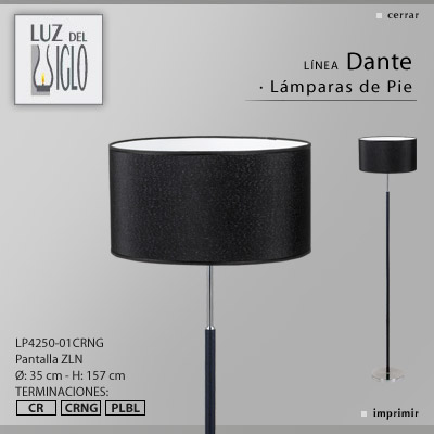 lampara de pie cromo negro con pantalla cromo-negro Luz del Siglo