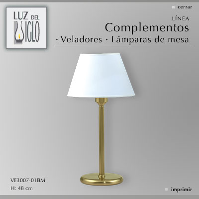 velador sidney dorado c/pantalla Conica Lienzo Blanco doradomate Luz del Siglo