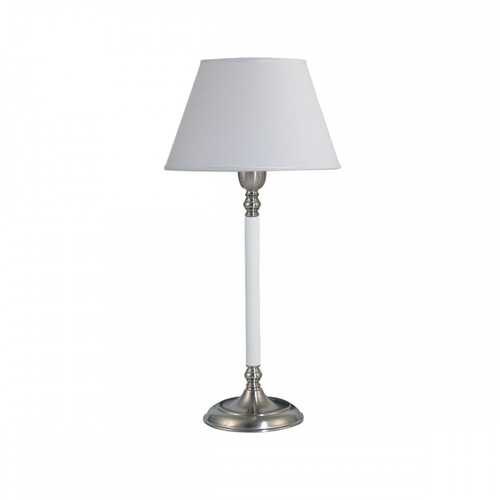 Velador Katya acero-bco-negr c/pant Conica Lienzo Blanco ac-bco-ac-neg Luz del Siglo