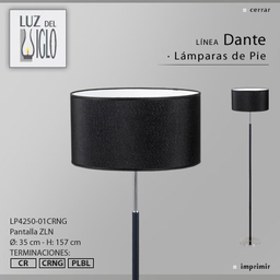 [lp4250ZLN-56-cromo-negro] lampara de pie cromo negro con pantalla cromo-negro Luz del Siglo