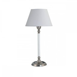 [VE0140-01YLB-56-ac-bco-ac-neg] Velador Katya acero-bco-negr c/pant Conica Lienzo Blanco ac-bco-ac-neg Luz del Siglo
