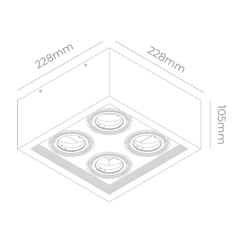 PLAFÓN ECUA PARA DICRO 4 Luces - ALUMINIO Candil