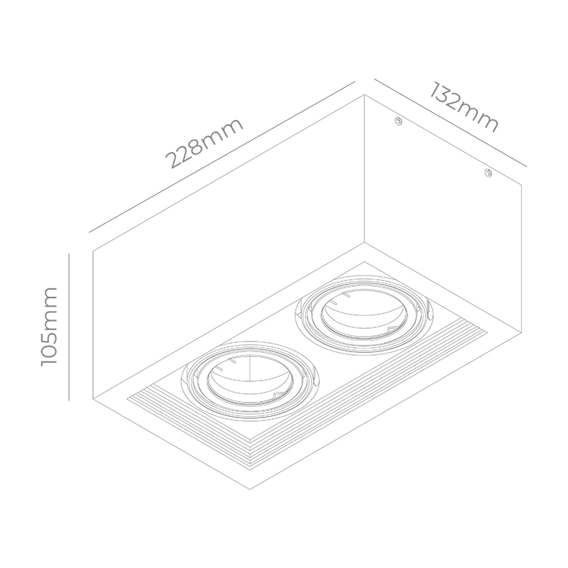 PLAFÓN ECUA PARA DICRO 2 Luces - ALUMINIO Candil