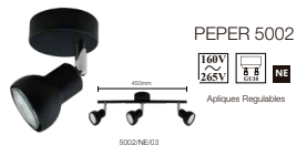 pepper 3l gu-10 negro 180