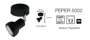 pepper 1l gu-10 negro 180