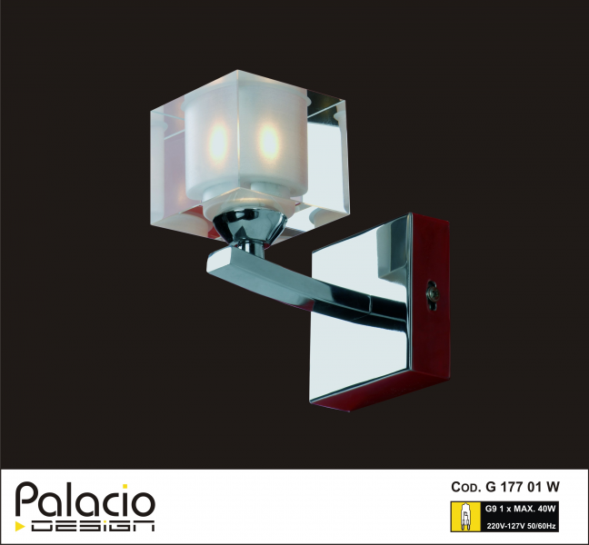 Iluminación Interior - Aplique 1 Luz G9 Cromo  Línea G177 Cube telescopico cuadrado sincolor Fotoluz
