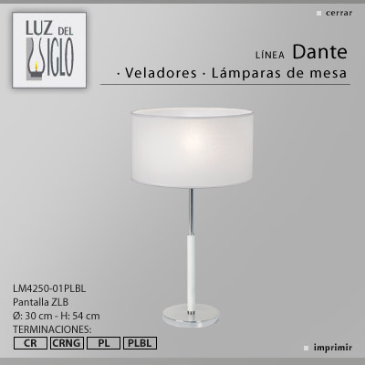 lampara de mesa acero con pantalla Cilindrica Lienzo blanco acero Luz del Siglo