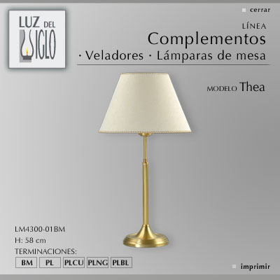 velador LÍNEA THEA dorado mate Luz del Siglo