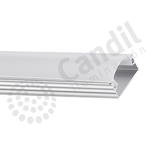 Perfil de aluminio para tira led con difusor de policarbonato 2mts  - Candil