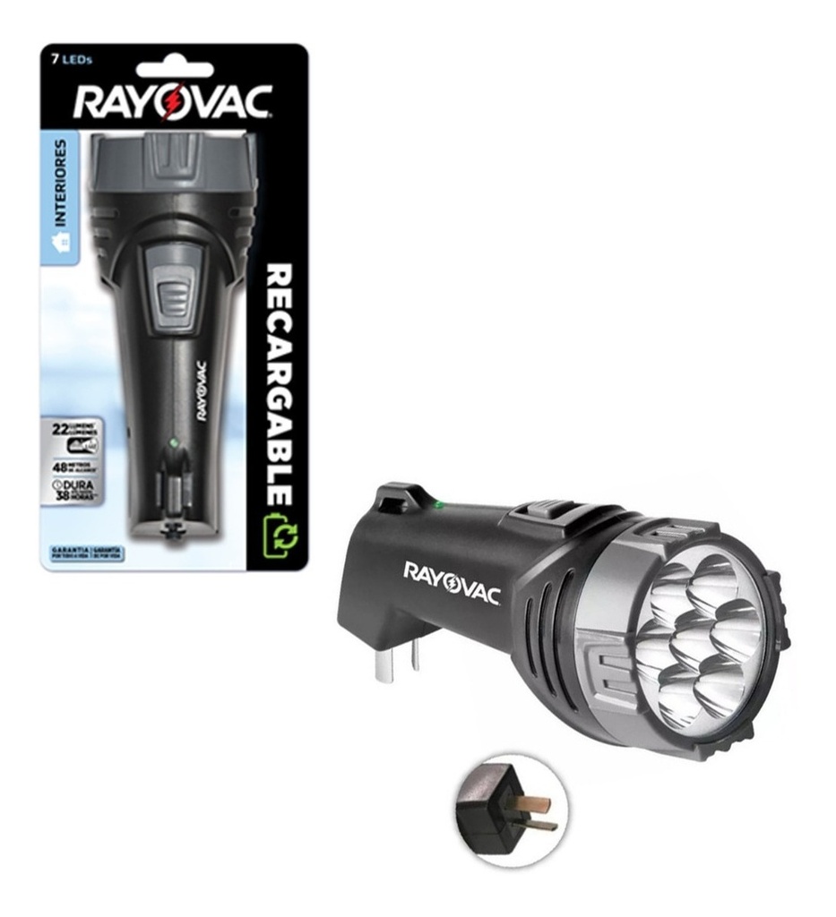 Linterna recargable de 7 leds rayovac negro Iturria Sociedad Anonima