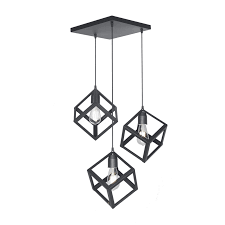 Colgante "CUBO" Tecno 3 luces e-27 Base 300x300 ferrolux