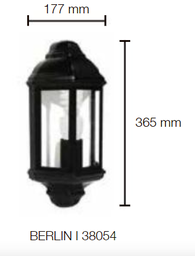 [38054-124] berlin Medio farol negro text. vidrio satinado E27 180