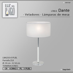 [lm4250ZLB-56-acero] lampara de mesa acero con pantalla Cilindrica Lienzo blanco acero Luz del Siglo