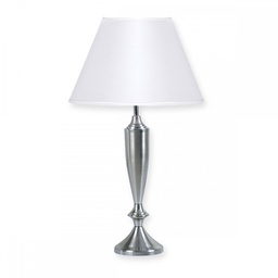 [VE4650-01-YLB56-acero] velador tanque grande acero c/pantalla Conica Lienzo Blanco acero H: 62 cm Luz del Siglo