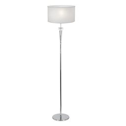 [LP4700-01ZLB-56-cromo] lampara de pie Platil acrilico c/pant Cilindrica Lienzo blanco cromo Luz del Siglo