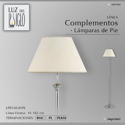 [LP0150-01YLB-56-acero] lampara de pie doble tanque aceroc/pant Conica Lienzo Blanco acero Luz del Siglo